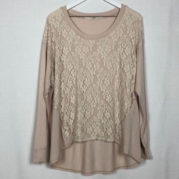 Gibson lace, blush hi/low hem top, 1X - Picture 2 of 7